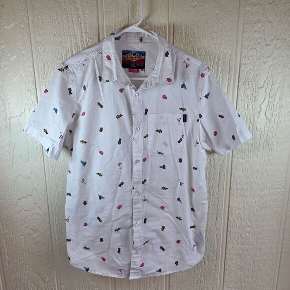 Empyre Other - Men's Empyre Supply Co. Hawaiian White Shirt with Pink/Blue Accents, Size Medium